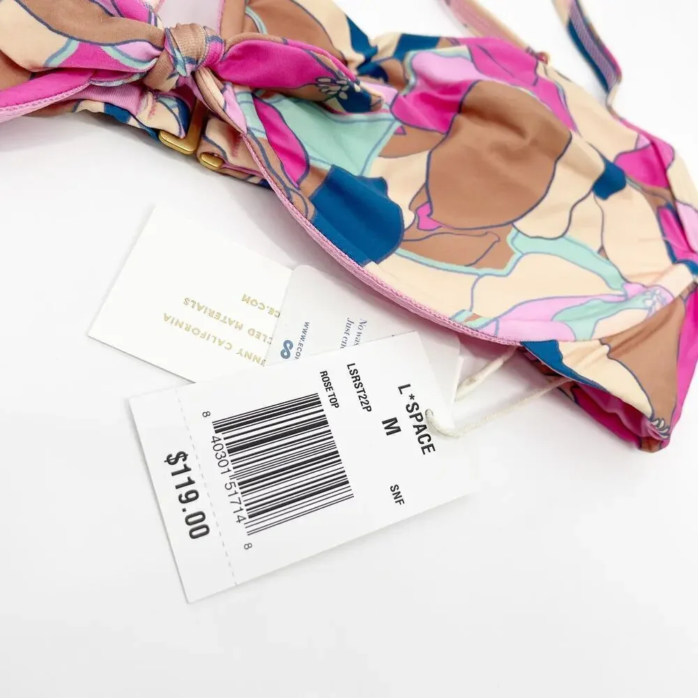 L*Space Rose Underwire Bikini Top Sundazed Floral Print Size Medium NEW!